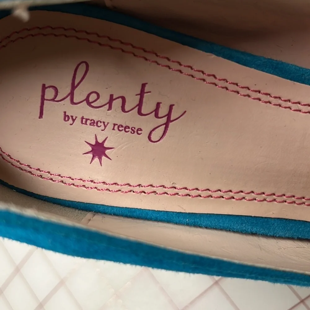 PLENTY BY TRACY REESE Anthro Jocasta Party/Office Turquoise/Azure Suede Pump 8